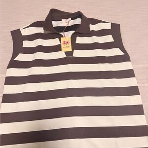 Brown and ivory Striped Sleeveless Shirt